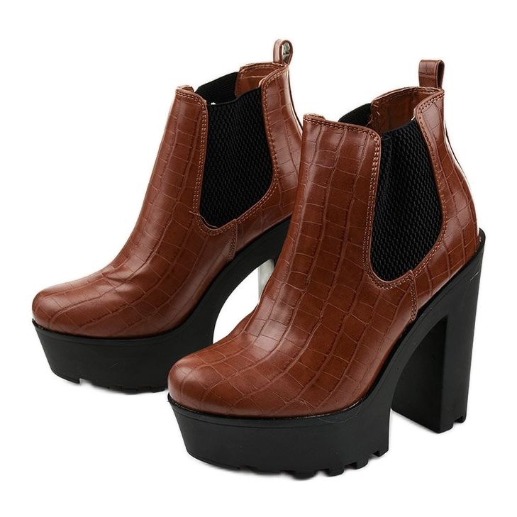 Camel botki na słupku Zellola brązowe 2