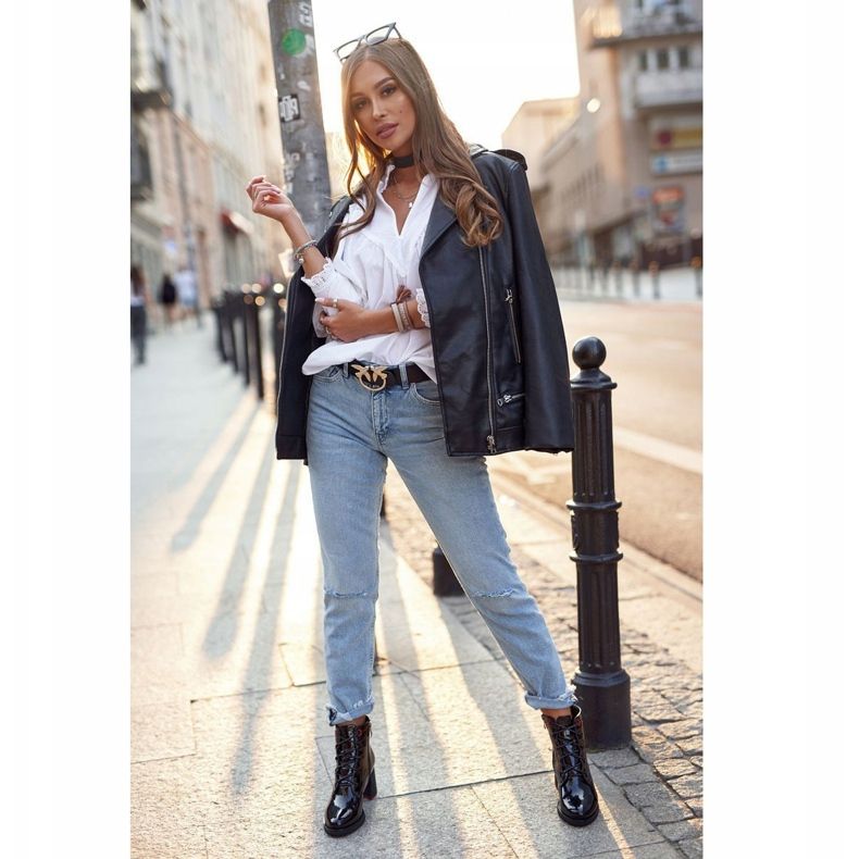 S.Barski Damskie Botki Na Słupku Lakierowane Czarne Do It Better 1