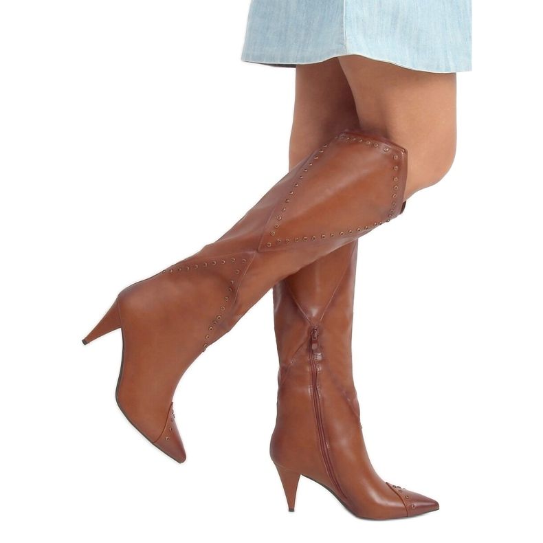 Kozaki na szpilce camel RB76P Camel brązowe 1