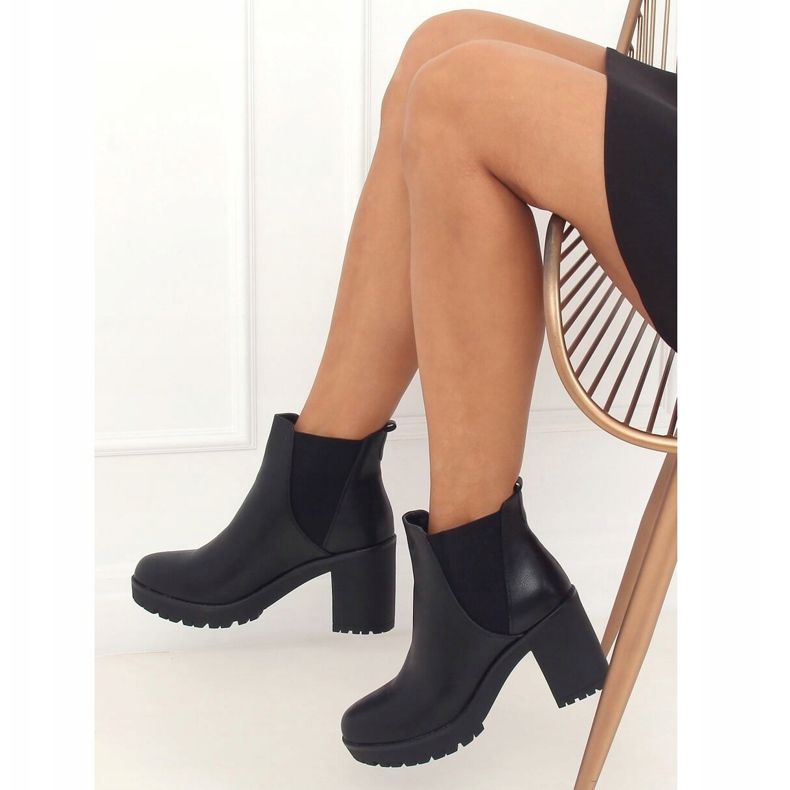 Sztyblety na obcasie czarne J19-129 Black 2