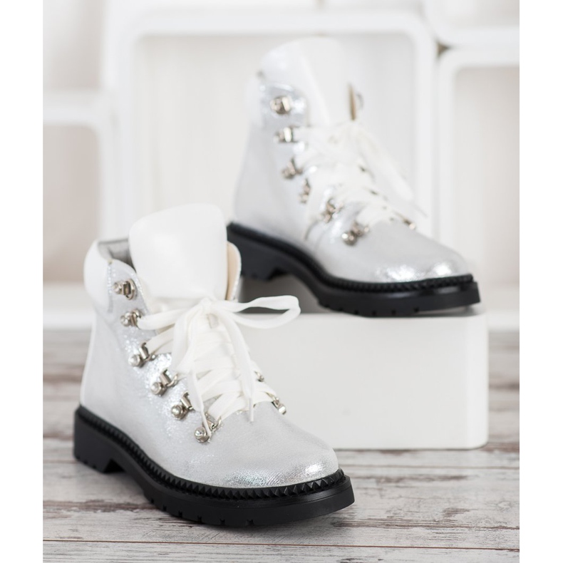 Bello Star Srebrne Traperki białe srebrny 2