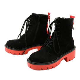 Czarne zamszowe botki sznurowane Centrifugal pomarańczowe 2