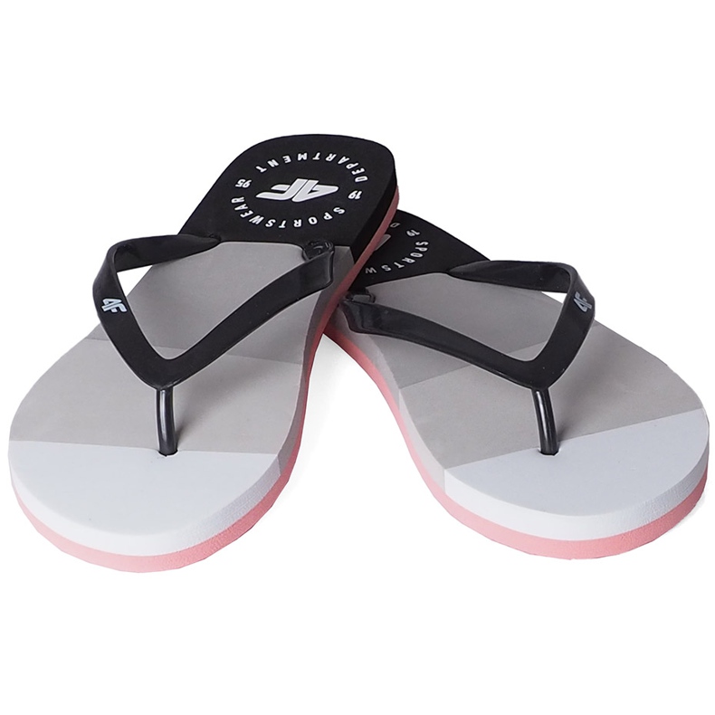 Klapki damskie 4F czarno-białe H4L20 KLD004 97S czarne 1