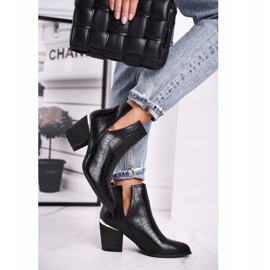 FB1 Damskie Botki Na Słupku Czarne Ruben 2