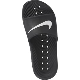Klapki Nike Kawa Shower GS/PS czarne BQ6831 001 białe 4