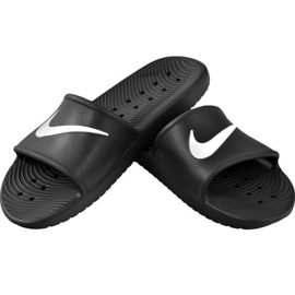 Klapki Nike Kawa Shower GS/PS czarne BQ6831 001 białe 1