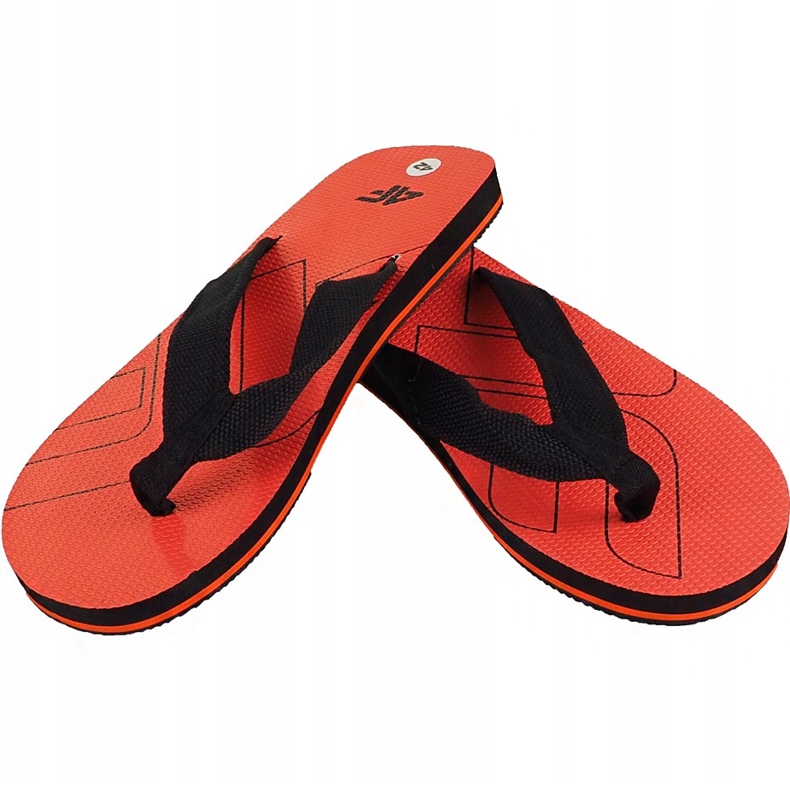 Klapki męskie 4F pomarańczowe H4L19 KLM003 70S czarne 1