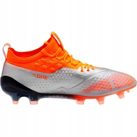 Buty piłkarskie Puma One 1 Syn Fg Ag 104722 01 pomarańczowe 1