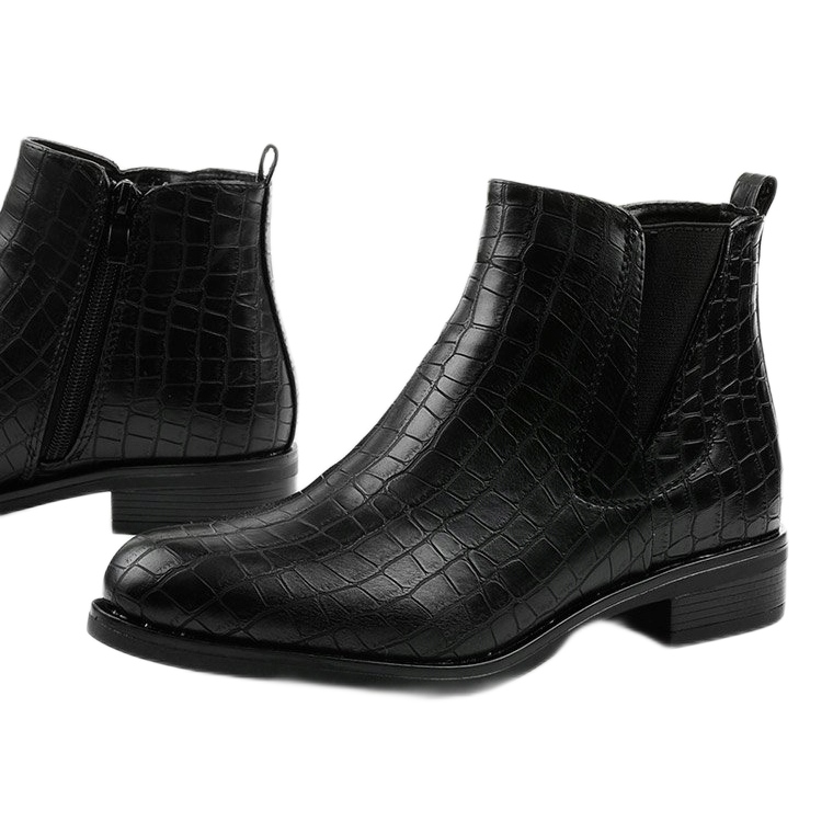 Czarne botki na suwak ekoskóra Chesser 1