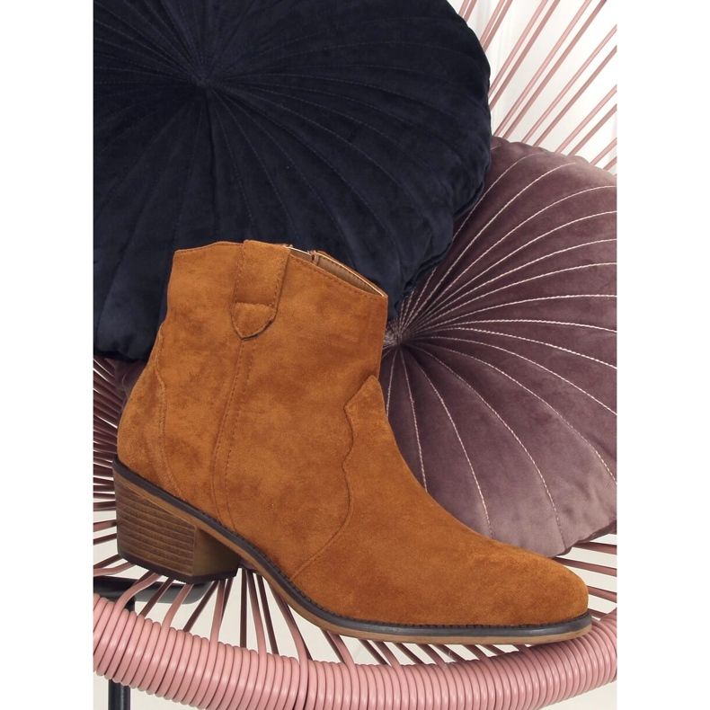 Botki niski obcas camel 99-63 Camel brązowe 1