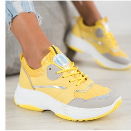 Ideal Shoes Casualowe Sneakersy Na Platformie żółte 4