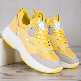 Ideal Shoes Casualowe Sneakersy Na Platformie żółte 2