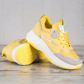 Ideal Shoes Casualowe Sneakersy Na Platformie żółte 3