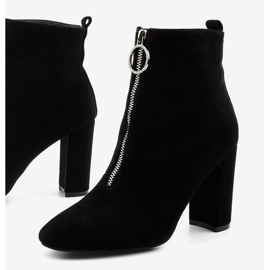 Czarne botki na słupku z eko-zamszu Ginrolyss 1