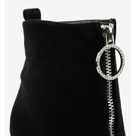 Czarne botki na słupku z eko-zamszu Ginrolyss 2