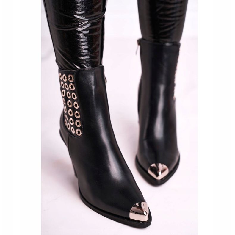 FS1 Botki Damskie Wysokie Stalowy Nosek Czarne Only Time 2