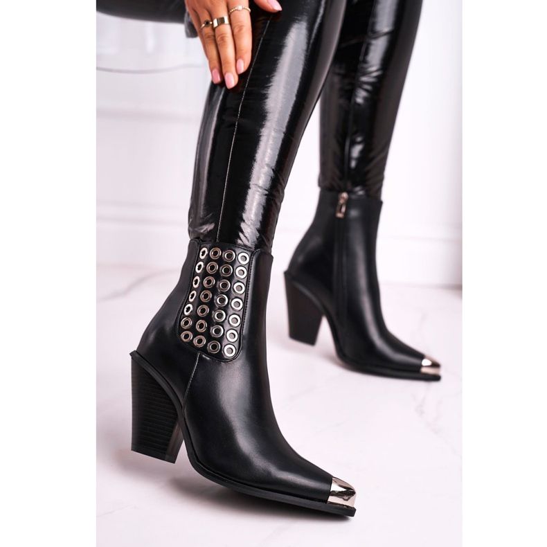 FS1 Botki Damskie Wysokie Stalowy Nosek Czarne Only Time 1