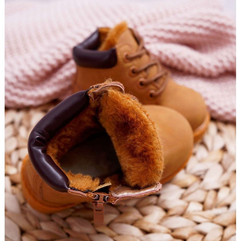 Dziecięce Ocieplane Trapery Botki Camel Dexter brązowe żółte 2