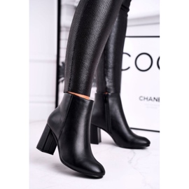 FW1 Damskie Botki Na Słupku Czarne Gun 1