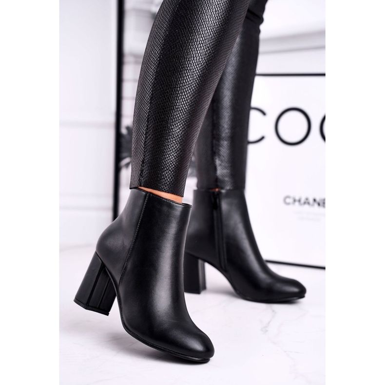 FW1 Damskie Botki Na Słupku Czarne Gun 1