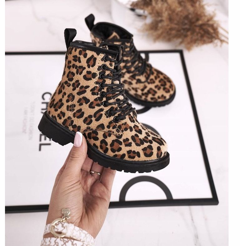 FRROCK Dziecięce Botki z Suwakiem W Panterkę Dafne brązowe wielokolorowe 2