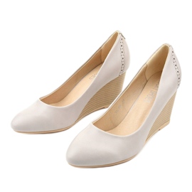 Szare czółenka na koturnie Affore 2