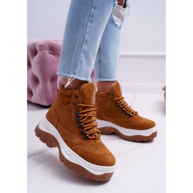 SEA Obuwie Trekkingowe Trapery Damskie Camel Greem brązowe 1