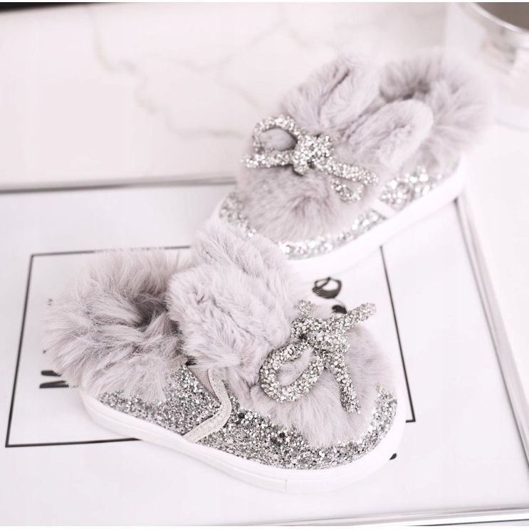 FRROCK Dziecięce Trampki Ocieplane Szare Mumi srebrny 1