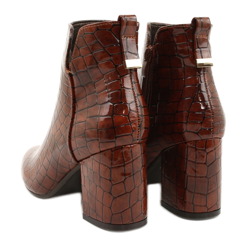 M.Daszyński Botki na suwak ocieplane Daszyński SA186-1 brązowe 2