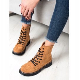 Small Swan Zamszowe Traperki Camel brązowe 1