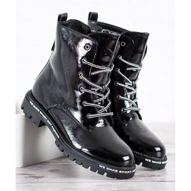 Goodin Lakierowane Trapery białe czarne 2