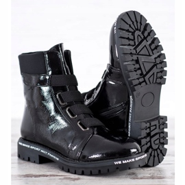 Goodin Lakierowane Workery Z Gumką czarne 2