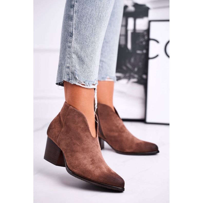 Vinceza Botki Damskie Z Wycięciem Best Choice brązowe 1
