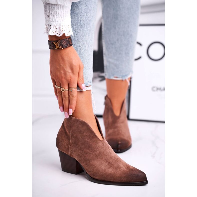 Vinceza Botki Damskie Z Wycięciem Best Choice brązowe 2