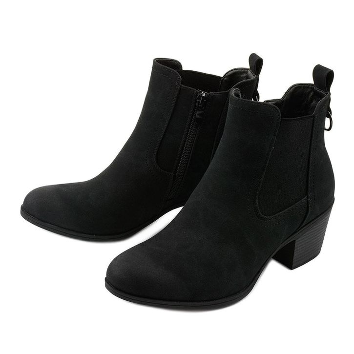 Czarne zamszowe botki na słupku Tarrenscribe 2