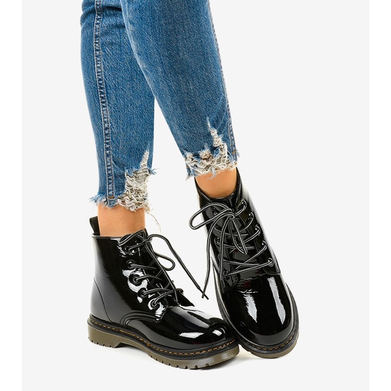 Czarne botki workery lakierowane TL143-1 1