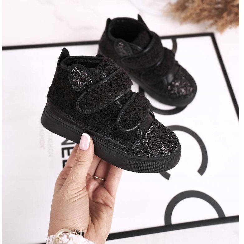 FRROCK Dziecięce Trampki Ocieplane Wysokie Czarne Clifford 1