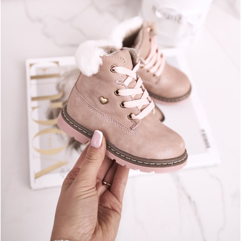 EVE Dziecięce Ocieplane Trapery Botki Różowe Maestro 2