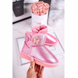 Apawwa Ocieplane dziecięce botki śniegowce z motylkiem różowe Cosmic 1