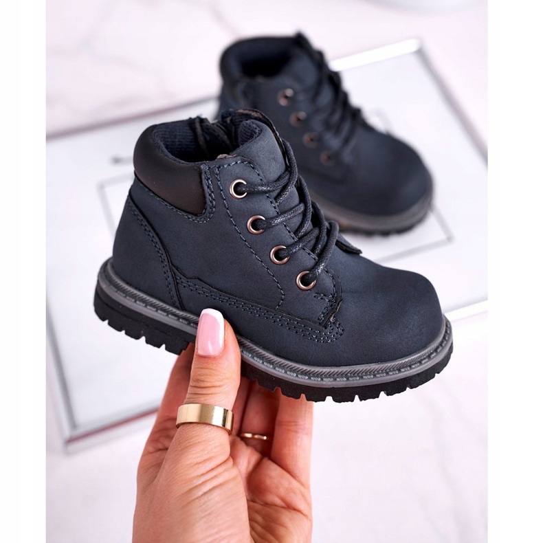 Apawwa Dziecięce chłopięce trapery botki granatowe Moa 2