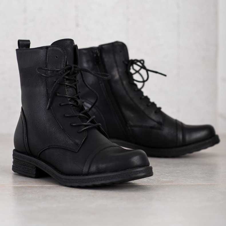 SDS Sznurowane Workery czarne 1