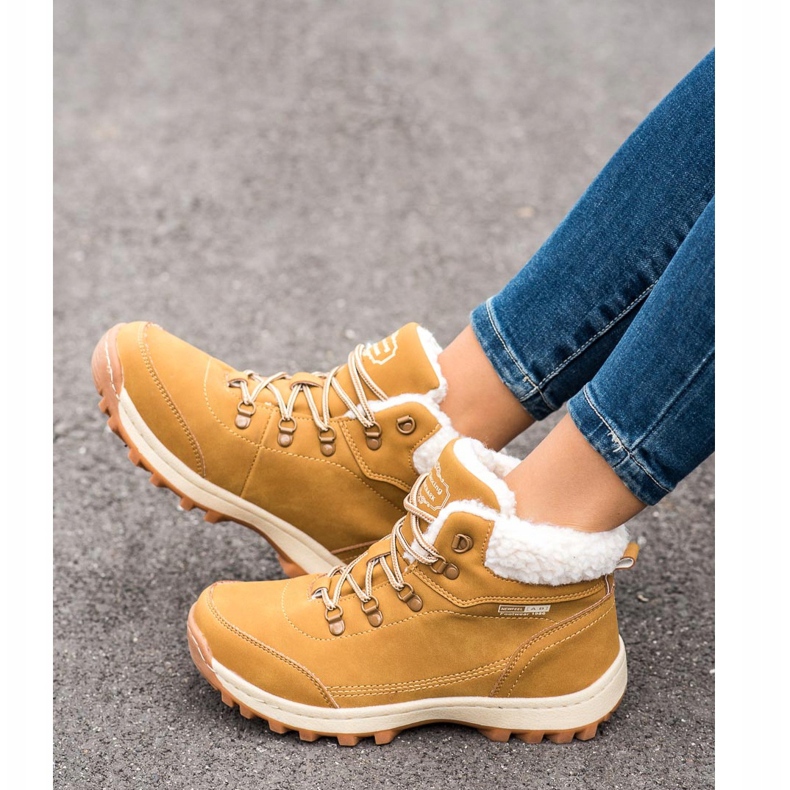 Ax Boxing Buty Trekkingowe Z Kożuszkiem żółte 1