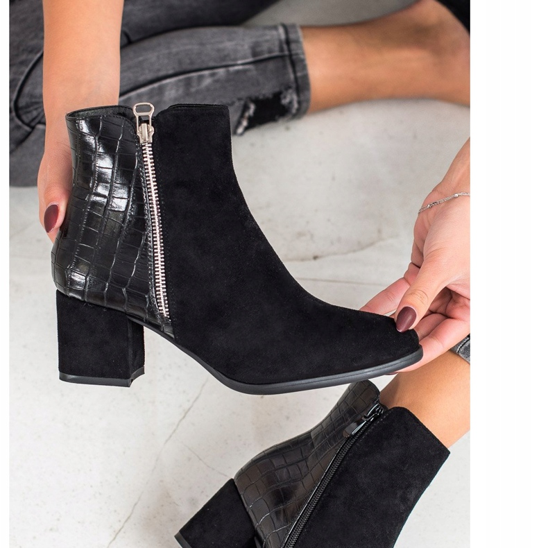 Filippo Botki Na Słupku Snake Print czarne 2