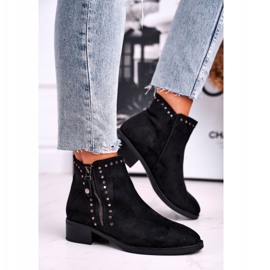 Damskie Botki Na Obcasie Nity Czarne Control 2
