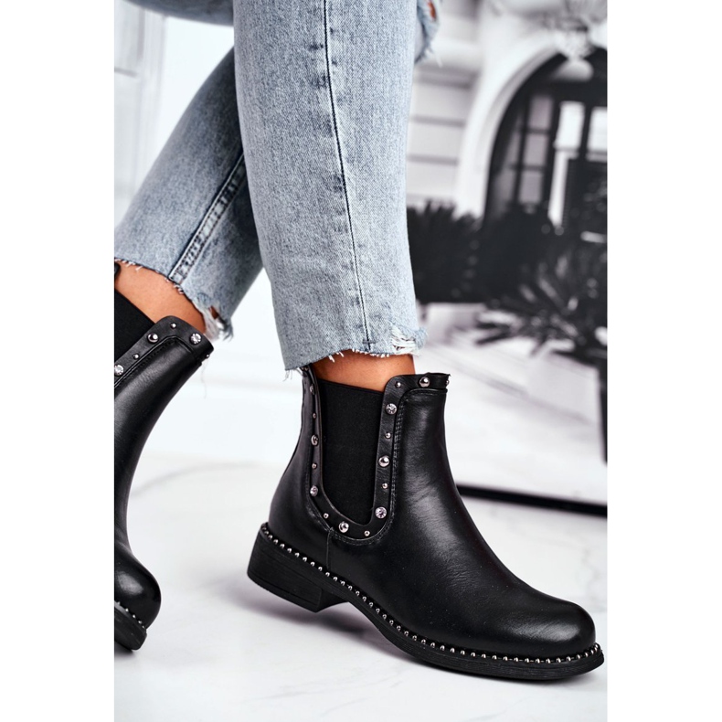 Damskie Botki Sztyblety Czarne Visible 1