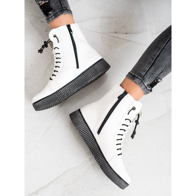 SHELOVET Białe Workery Na Platformie 1