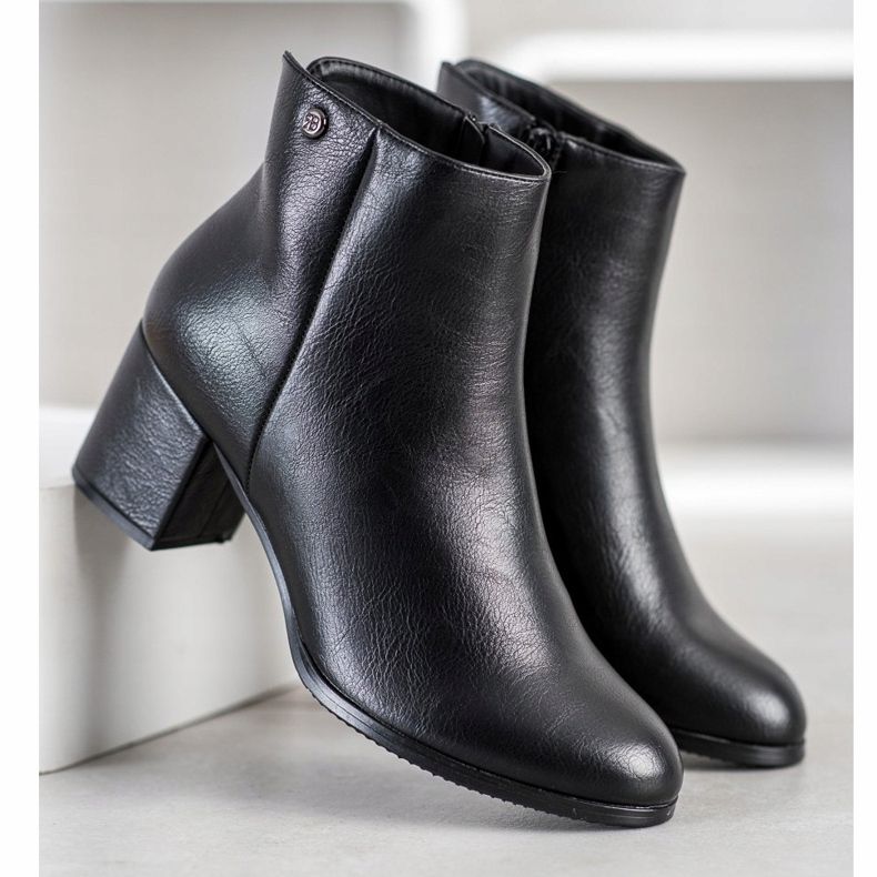 J. Star Ciepłe Botki Z Eko Skóry czarne 2