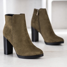 Super Me Modne Botki Na Obcasie zielone 1