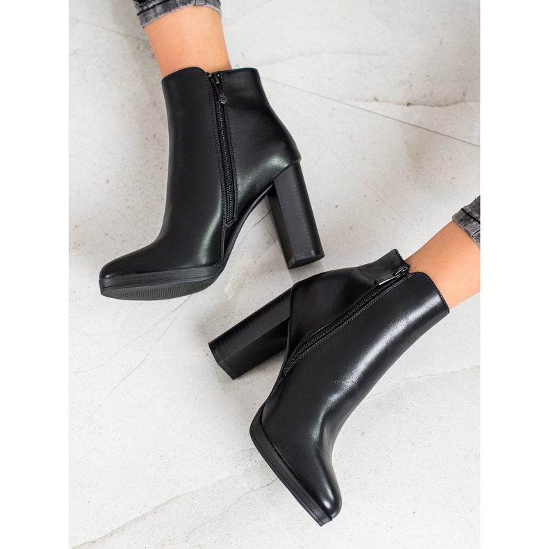 Ideal Shoes Klasyczne Botki Na Obcasie czarne 2