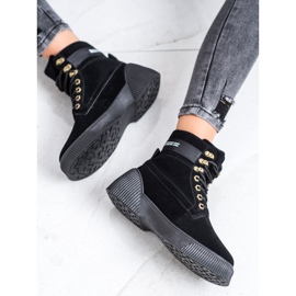 Weide Wiązane Botki Fashion czarne 2